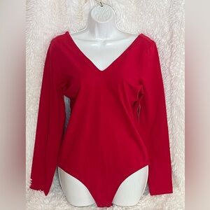 Torrid Red Foxy V-Neck Long Sleeve Bodysuit